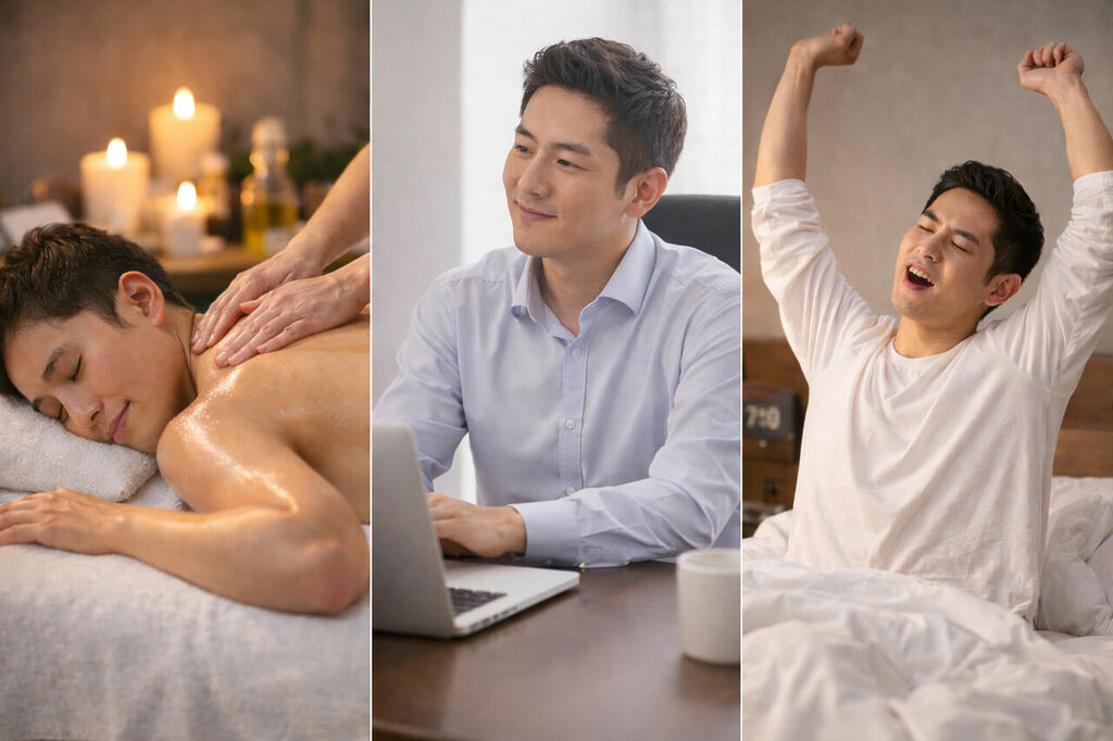 스웨디시 마사지 후 몸이 편안해진 변화를 표현한 이미지