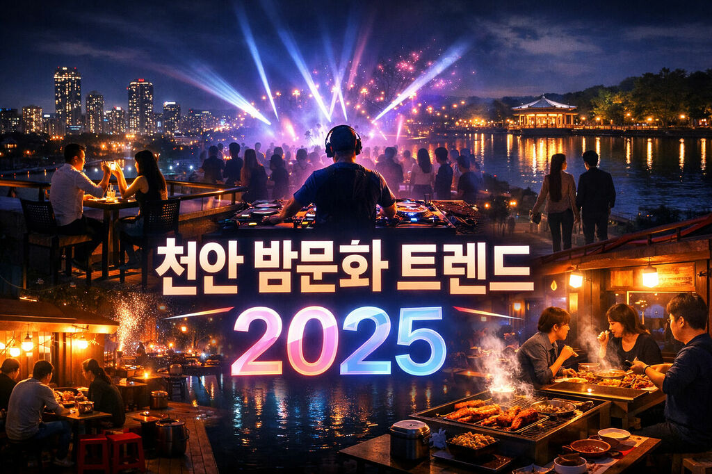 천안 도심 밤거리에서 바와 라운지가 어우러진 2025년 최신 밤문화 트렌드 실사 풍경